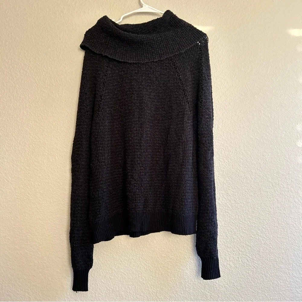 Free People Pull By Your Side Cowl Neck Sweater Black Knit Womens‎ Size S